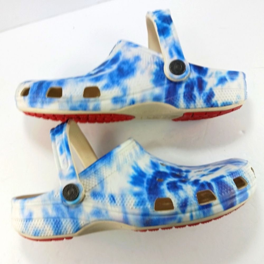 Levi's x Crocs Classic Clog Blue+White Tie-Dye Limited Edition Collaboration 8/6 - Picture 7 of 8
